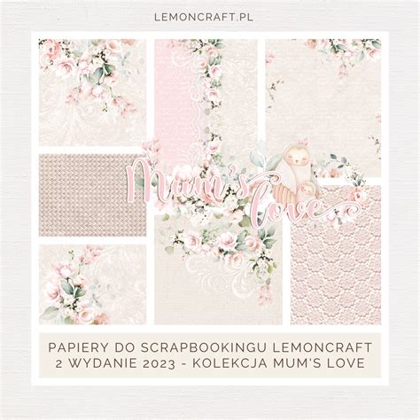 Tematyczne zdjęcie przedstawiające różnorodne materiały do scrapbookingu: papiery, koronki, kwiaty, wycinki