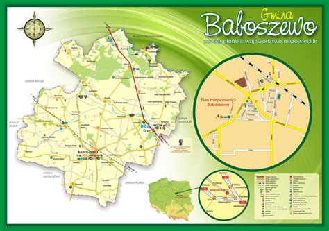 Mapa Gminy Baboszewo z zaznaczonymi lokalizacjami jednostek OSP