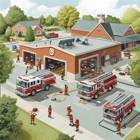 Thematic photo of a fire station or firefighters in action