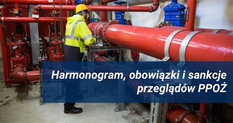 Infografika przedstawiająca harmonogram przeglądów najpopularniejszych systemów PPOŻ