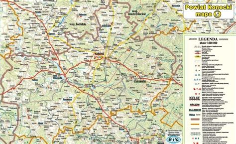 mapa powiatu koneckiego z zaznaczeniem miejscowości Czermno i Końskie, kluczowych dla działalności Mariusza Zająca