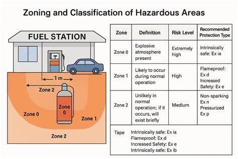 Diagram showing safe storage zones versus prohibited zones for flammable materials