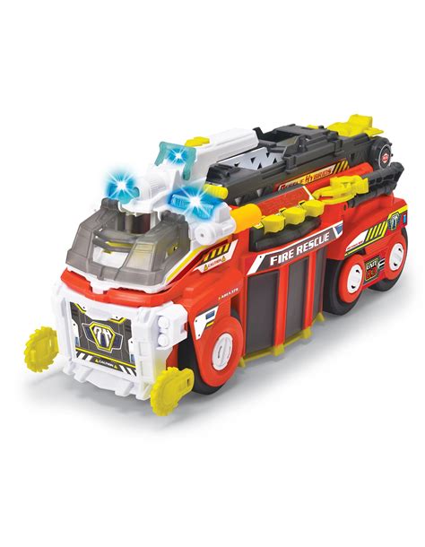 Ilustracja futurystycznego wozu strażackiego Dickie Toys Fire Tanker z widocznymi ramionami chwytnymi i rampą