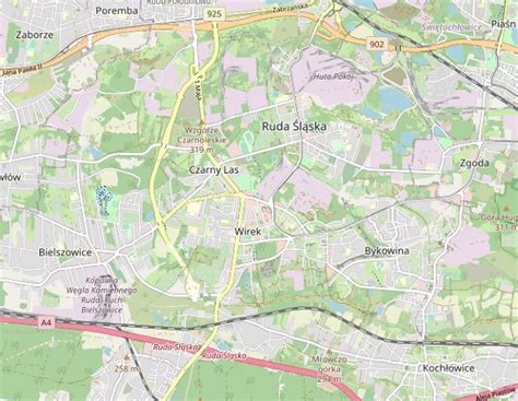 Mapa Rudy Śląskiej z zaznaczoną dzielnicą Wirek