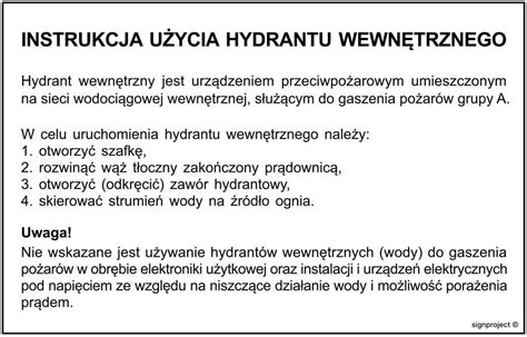 Infografika z przykładowym oznakowaniem hydrantu zewnętrznego i odległościami