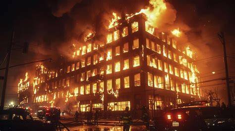Scheme illustrating fire safety deficiencies in a hotel building