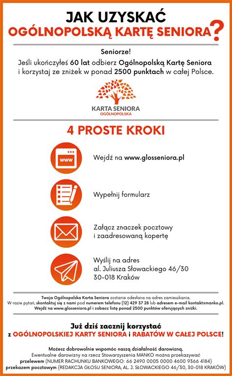 Grafika przedstawiająca wzór Ogólnopolskiej Karty Seniora i przykładowe zniżki