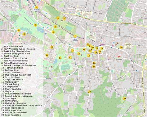 Mapa Sułkowa w gminie Wieliczka z zaznaczonymi drogami