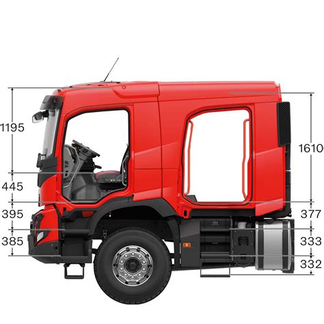 Kabina załogowa samochodu strażackiego Scania P-serii, widok z boku
