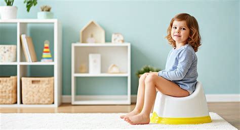 zdjęcie dziecka siedzącego na nocniku w prawidłowej pozycji