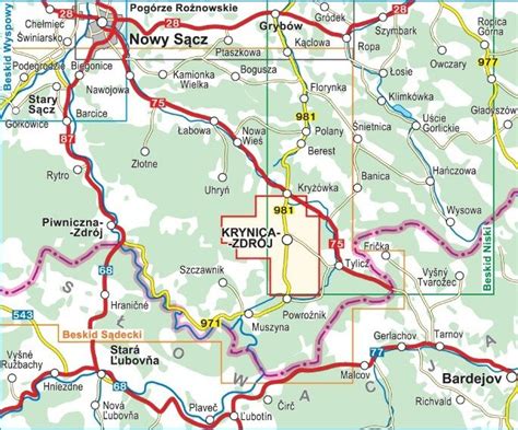 historyczna mapa uzdrowiska Krynica-Zdrój