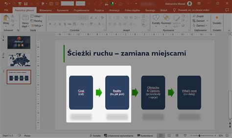Ikona przedstawiająca ruch i dynamikę, symbolizująca animacje w prezentacji PowerPoint
