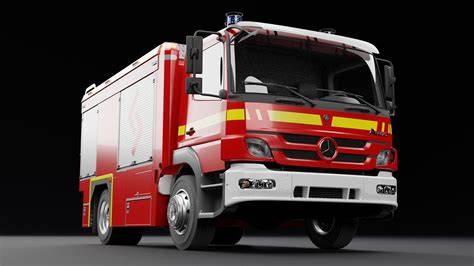 Thematic photo of a Mercedes Atego fire truck in action or parked at a fire station.