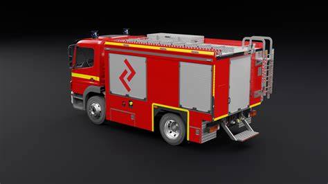 Infographic showing common Mercedes Atego fire truck issues and solutions (suspension, cabin, air leaks, tank valve).