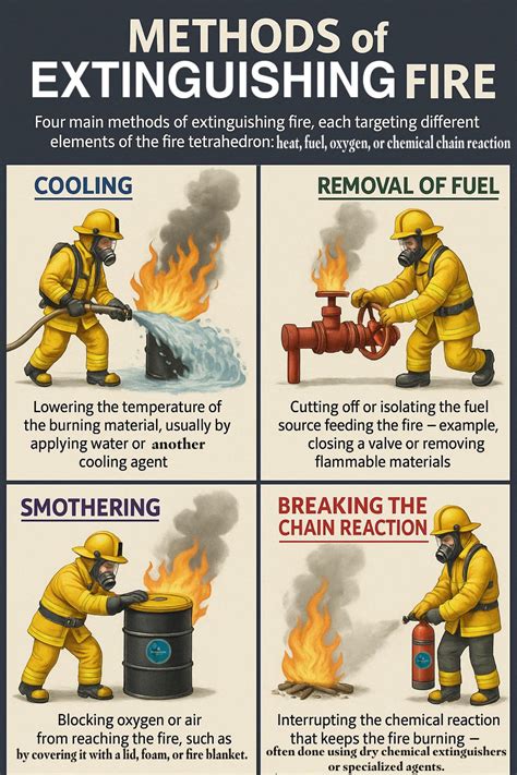Infographic showing fire extinguishing methods