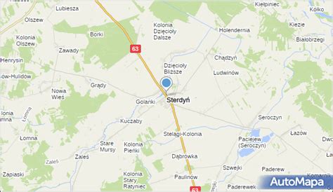 mapa gminy Sterdyń z lokalizacją jednostek OSP