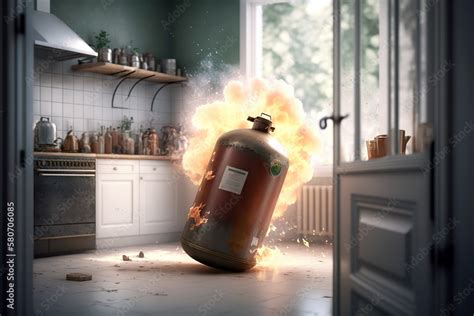 Photo of a damaged kitchen after a gas cylinder explosion