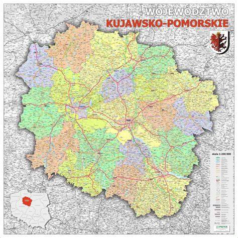 mapa regionu Kujawsko-Pomorskiego z zaznaczonym Rudawiem