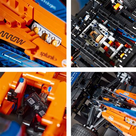 Schemat lub zbliżenie na silnik z ruchomymi tłokami i układ kierowniczy LEGO Technic 42068