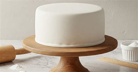 Fragment masy cukrowej przygotowywanej do pokrycia tortu