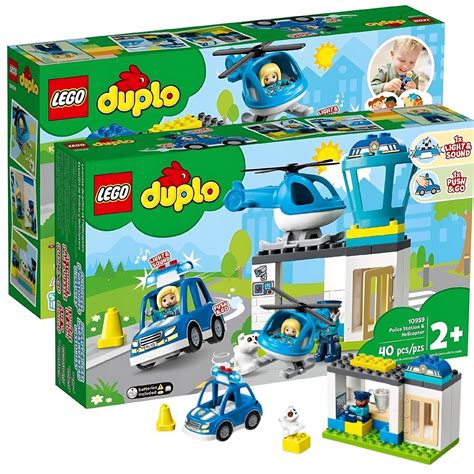 Zestaw LEGO Duplo lub podobny dla 2+ z wozem strażackim i helikopterem