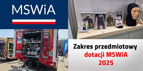 Infografika przedstawiająca rodzaje sprzętu strażackiego, który można zakupić z dotacji MSWiA