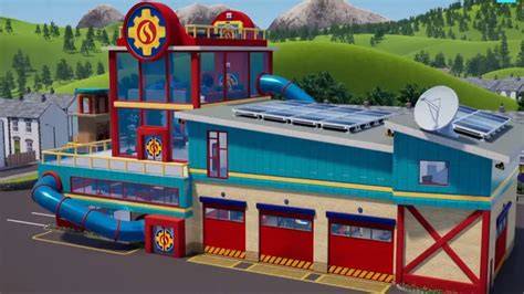 Infographics: Map of Pontypandy with key locations (fire station, shop, cafe, airport)