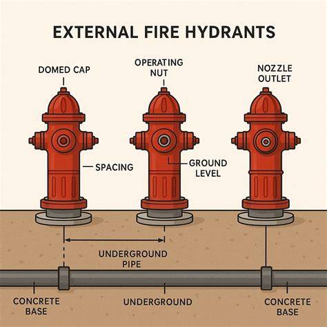 Map showing optimal placement of fire hydrants according to regulations