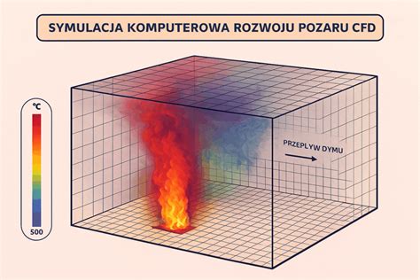Rysunek 6a i 6b: Wyniki symulacji CFD dotyczące grubości warstwy dymu i widoczności.