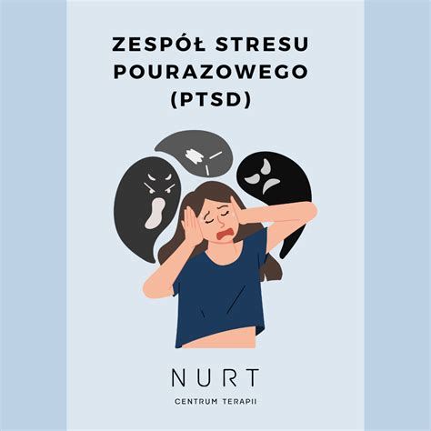 Schemat przedstawiający objawy psychiczne i fizyczne zespołu stresu pourazowego (PTSD)