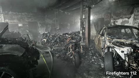 pożar warsztatu samochodowego w nocy, Milejowice
