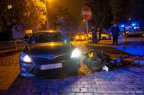 Spalony samochód na jednym z osiedli w Kostrzynie nad Odrą