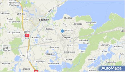 mapa gminy Chybie ze wskazaniem lokalizacji byłej cukrowni