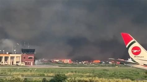 Photo of fire engines at Hazrat Shahjalal International Airport cargo section fire