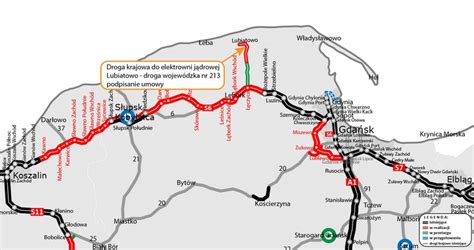 Schemat przebiegu planowanej drogi dojazdowej do Elektrowni Jądrowej Lubiatowo-Kopalino