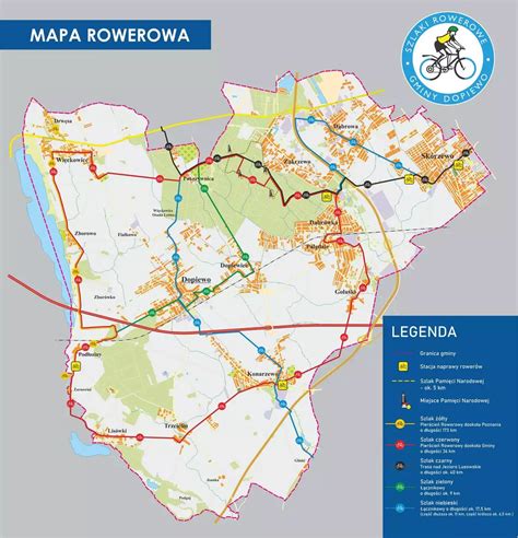 Mapa gminy Dopiewo z zaznaczonymi kluczowymi szlakami komunikacyjnymi i obszarami rolnymi