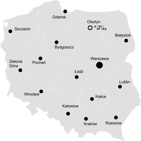 mapa z zaznaczonymi miejscowościami Wydawy i Poniec