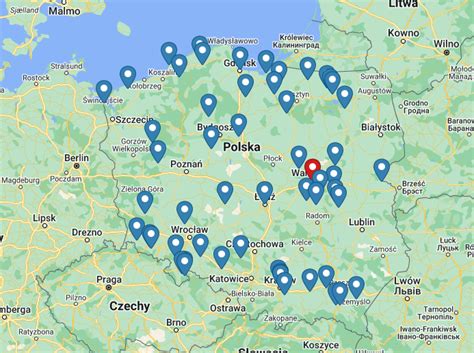 Mapa historycznych lokalizacji hoteli i restauracji w przedwojennym Lubaniu zaznaczająca miejsca największych bali.