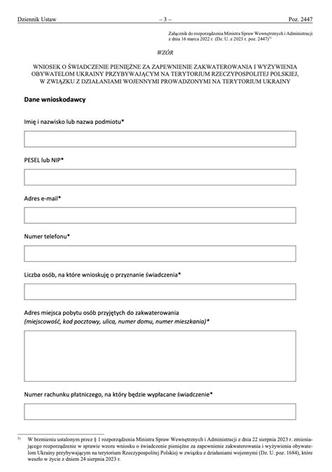 Formularz wniosku o świadczenie ratownicze OSP