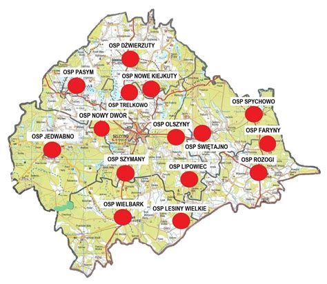 Mapa rozmieszczenia jednostek OSP w Krakowie