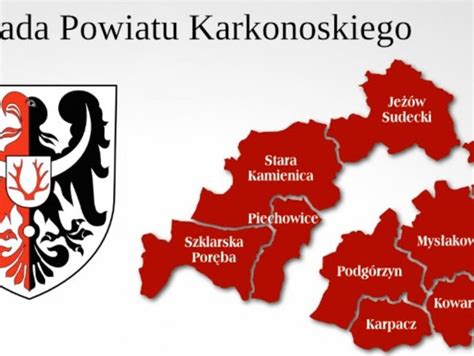 Mapa powiatu karkonoskiego z zaznaczeniem obszarów ćwiczeń (Rudawy Janowickie, Borowice)