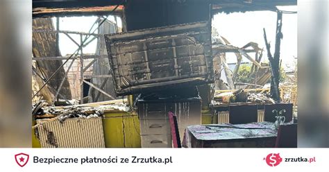 Zdjęcie spalonego domu i warsztatu rodziny Gietka w Piszu