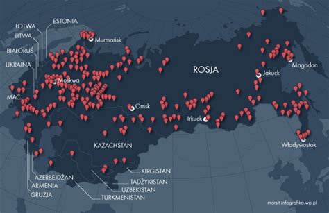 Mapa z lokalizacjami sowieckich łagrów
