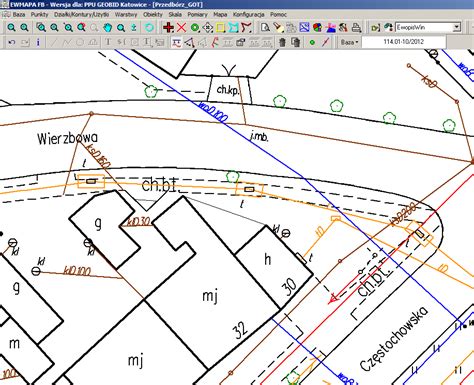 Mapa uzbrojenia terenu gminy Brzeziny z zaznaczonymi sieciami wodociągowymi, kanalizacyjnymi, gazowymi i elektrycznymi