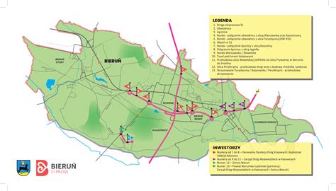 mapa z zaznaczonymi drogami DK 44 i DK 1 w okolicach Tychów i Bierunia