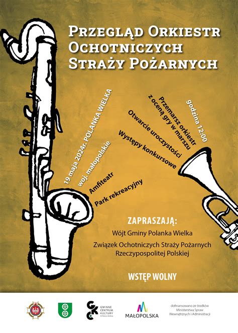 schemat przebiegu Ogólnopolskiego Festiwalu Orkiestr OSP z zaznaczonymi etapami (koncert, marsz, musztra)