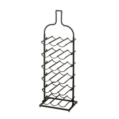 Stojak na wino w kształcie wozu strażackiego, wykonany z metalu, z umieszczoną butelką wina. Widok z przodu.