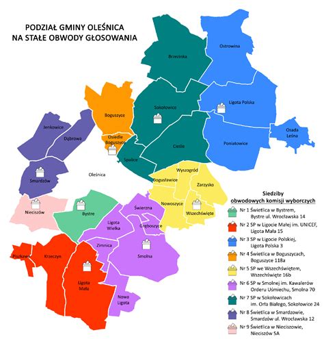 Mapa gminy Sieniawa z zaznaczonymi lokalizacjami OSP