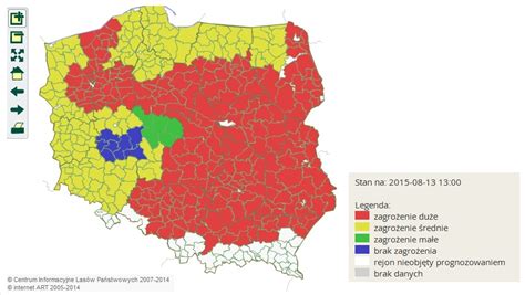 Mapa zagrożenia pożarowego lasów w regionie opolskim