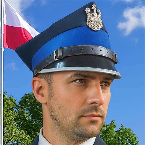Ilustracja przedstawiająca czapkę rogatywkę z emblematem OSP